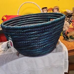Blue and Green Woven Basket